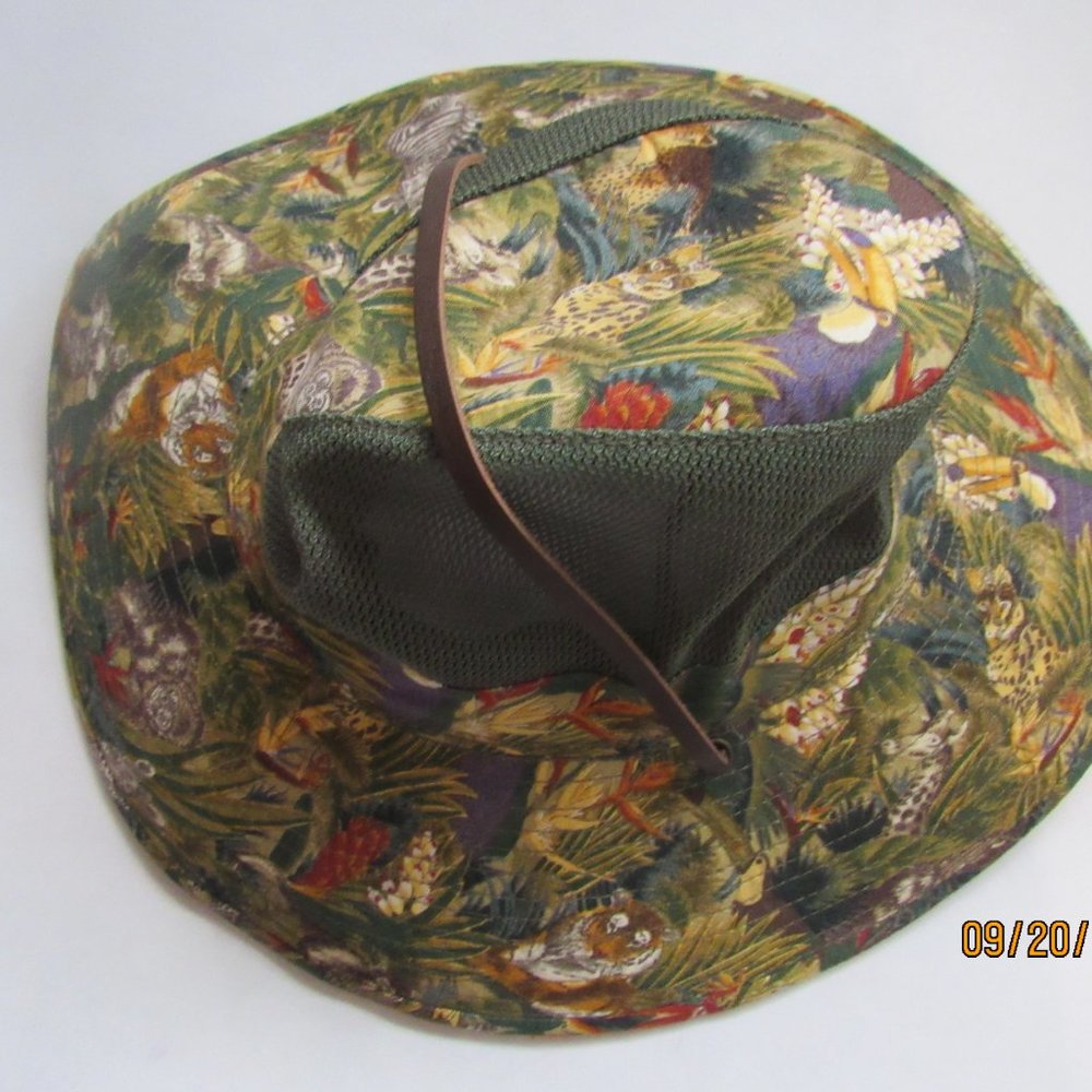 Dorfman Pacific Outdoor Safari Hat Zoo Animals tigers birds zebra GREEN SMALL